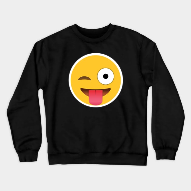 Winking Face with Tongue Emoji Crewneck Sweatshirt by williamcuccio